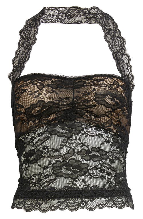 Princess Polly Fantasize Lace Halter Top Blk In Black