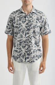 Tommy Bahama Nova Wave Nero Palms Short Sleeve Seersucker Button-Up Shirt