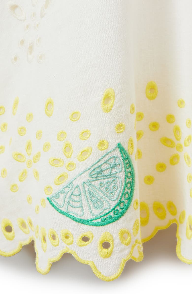 Reiss Kids' Arabella Eyelet Embroidered Cotton & Linen Dress, Alternate, color, Ivory Print