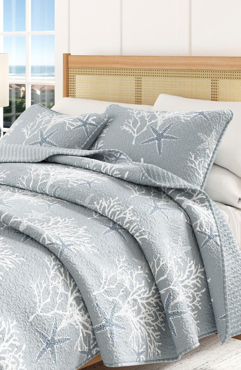 Woven & Weft Coral Starfish Reversible Microfiber Quilt Set, Alternate, color,