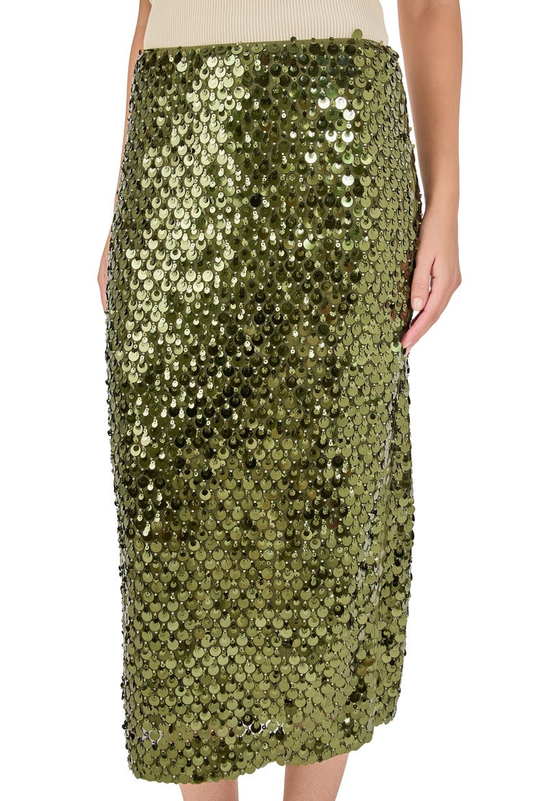 Paillette Pencil Midi Skirt, Alternate, color, GREEN