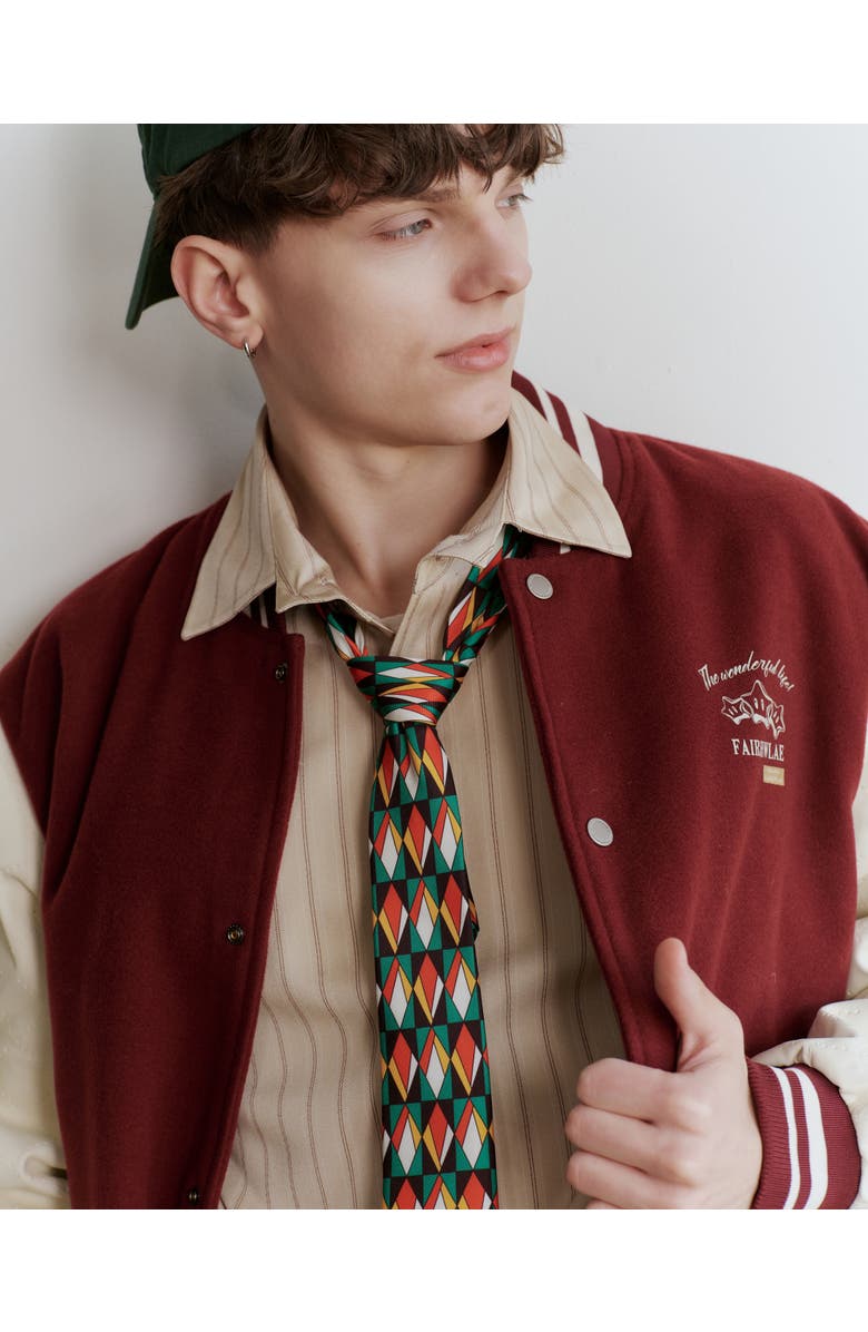 Knottery & Co Prism Diamond Printed Silk Tie, Alternate, color, Emerald