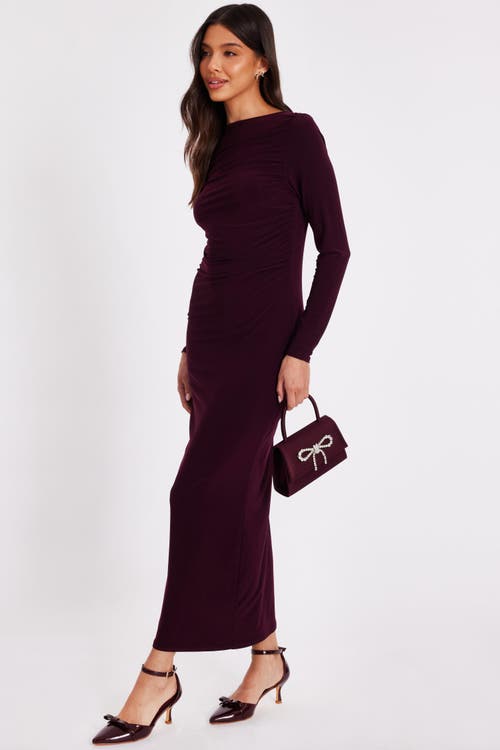 Quiz Ity Long Sleeve Maxi Dress In Purple