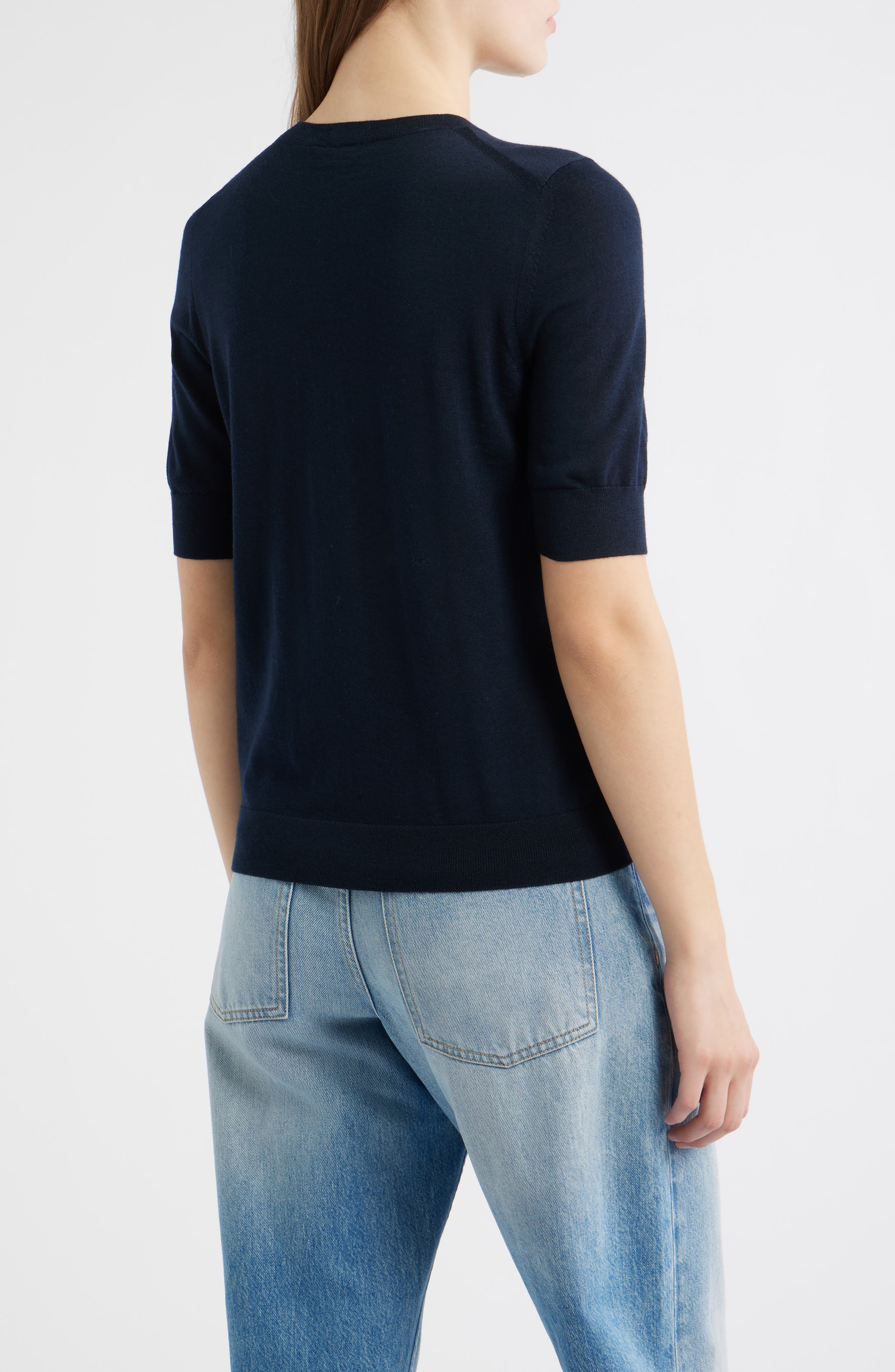 Farbella Short Sleeve Virgin Wool Sweater - image 2