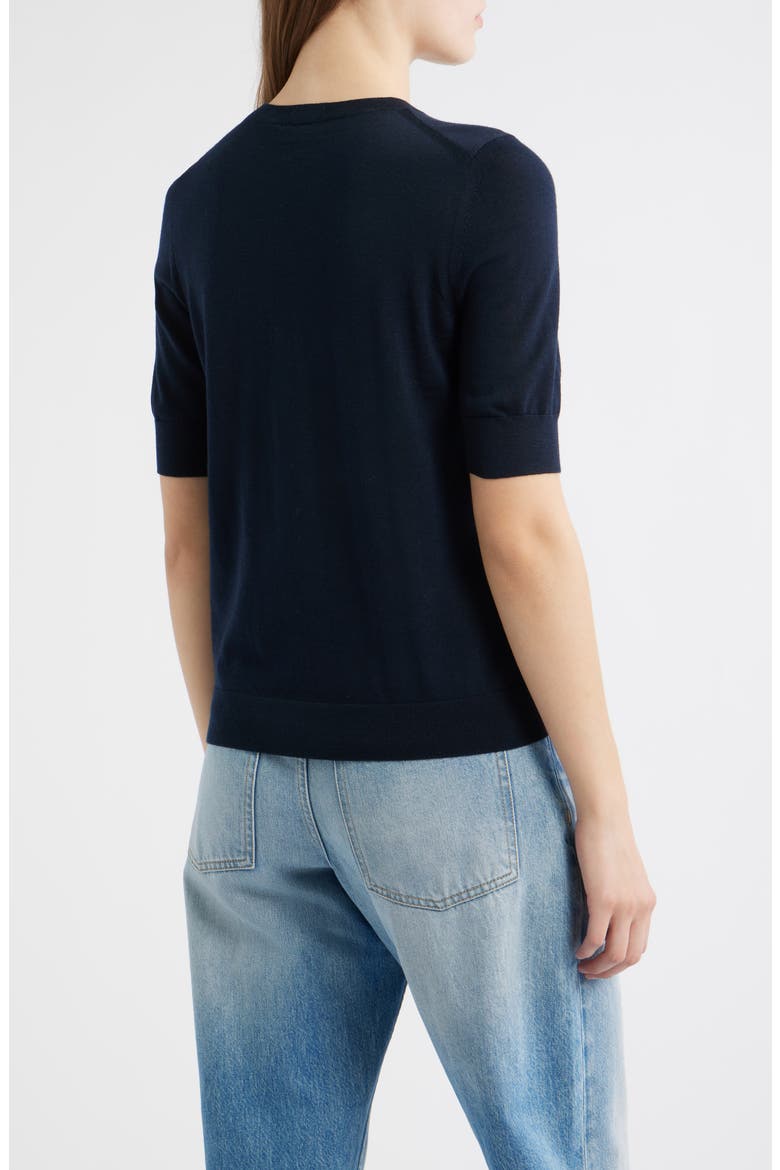 Farbella Short Sleeve Virgin Wool Sweater, Alternate, color, DK BU