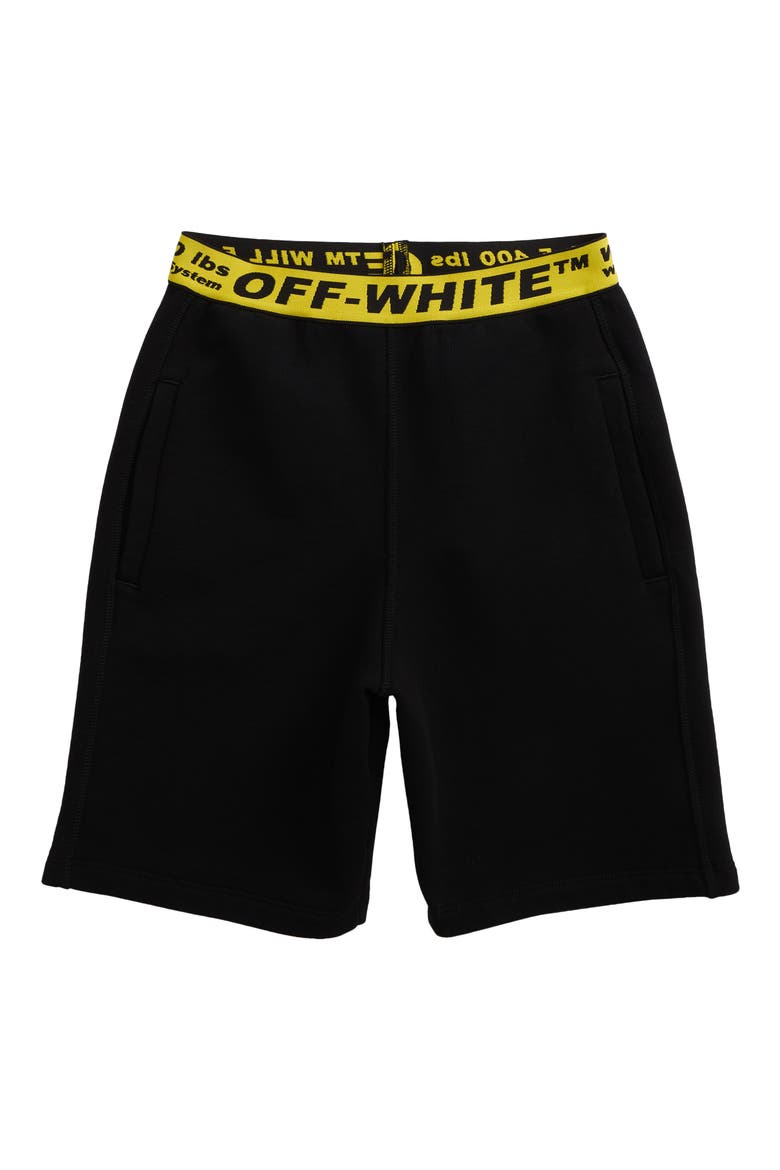 Kids' Industrial Logo Jogger Shorts, Main, color, BLACK YELLOW