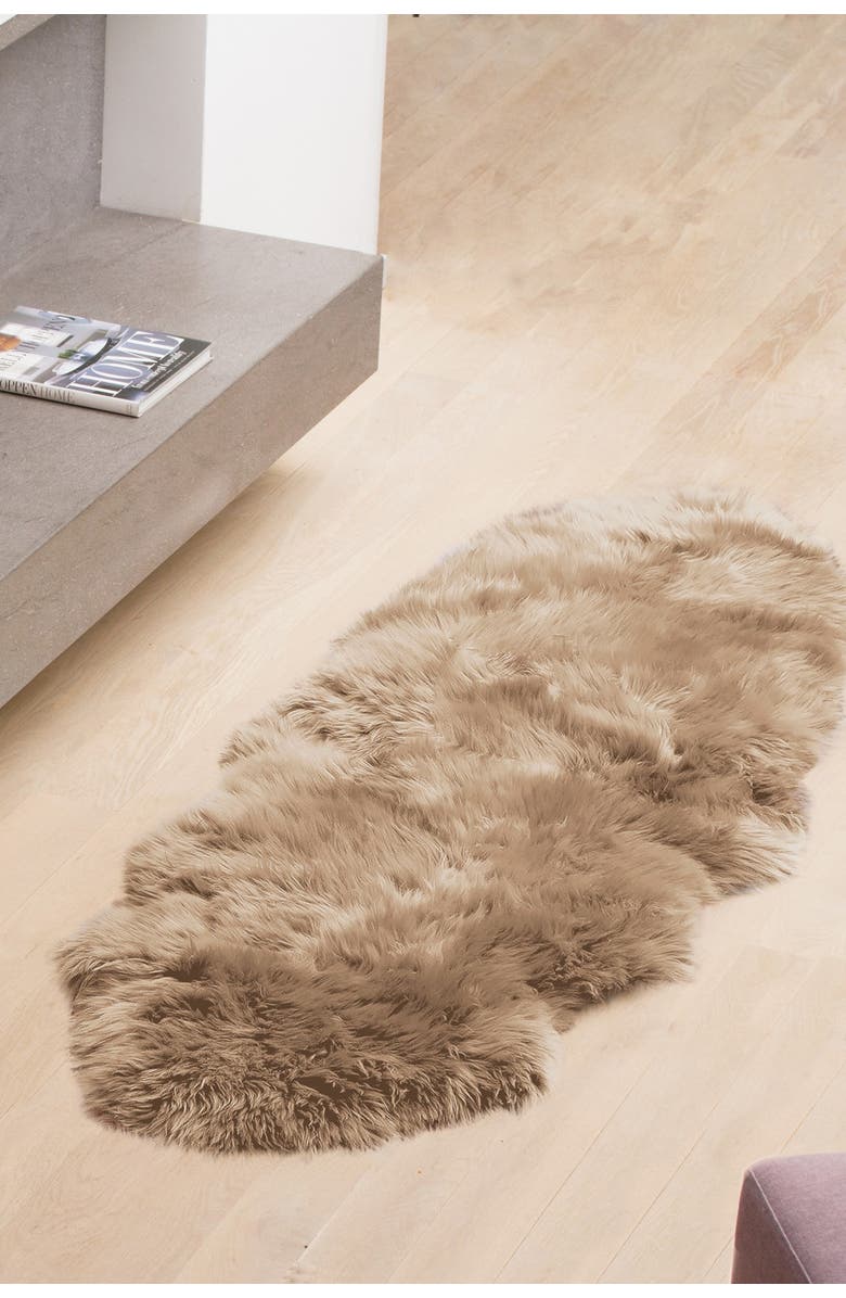 NATURAL New Zealand Genuine Sheepskin Throw, Alternate, color, Taupe