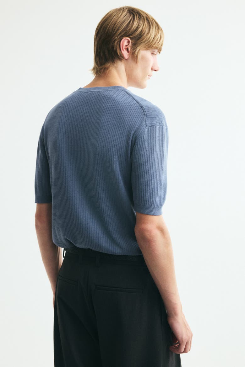 Slim-fit Fine-knit Henley Shirt, Alternate, color, Dark dusty blue