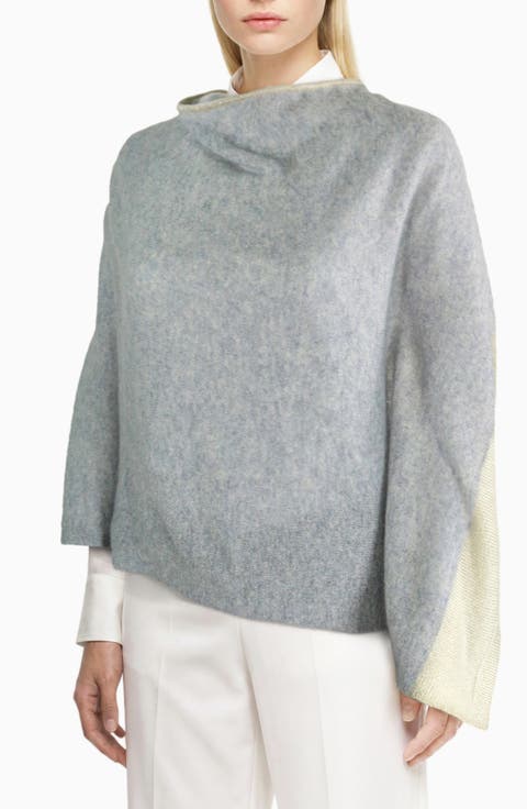 Colorblock Cashmere Poncho