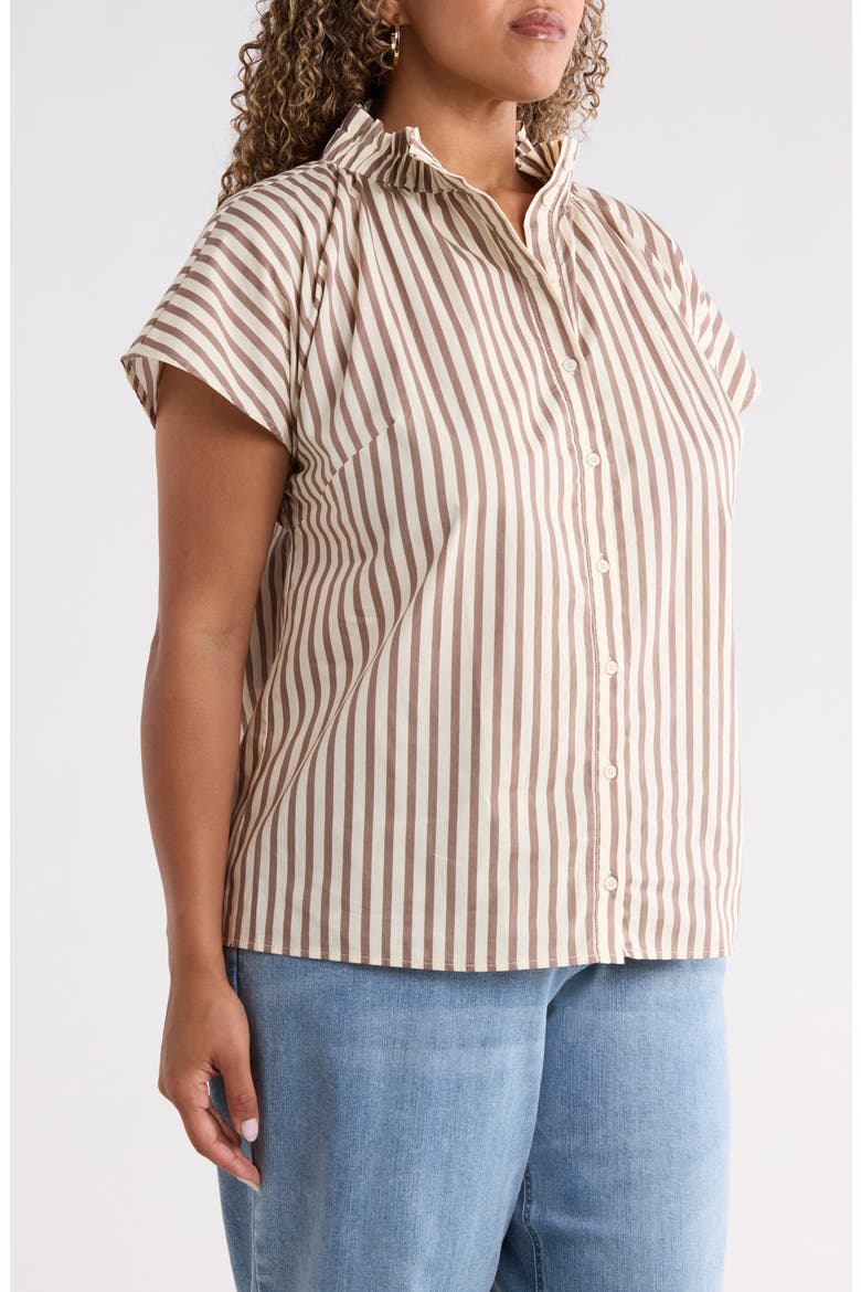 Patma Ruffle Stripe Shirt, Alternate, color, BROWN-CREAM