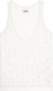Zadig & Voltaire Jossy Bandana Pointelle Cotton Sweater Tank