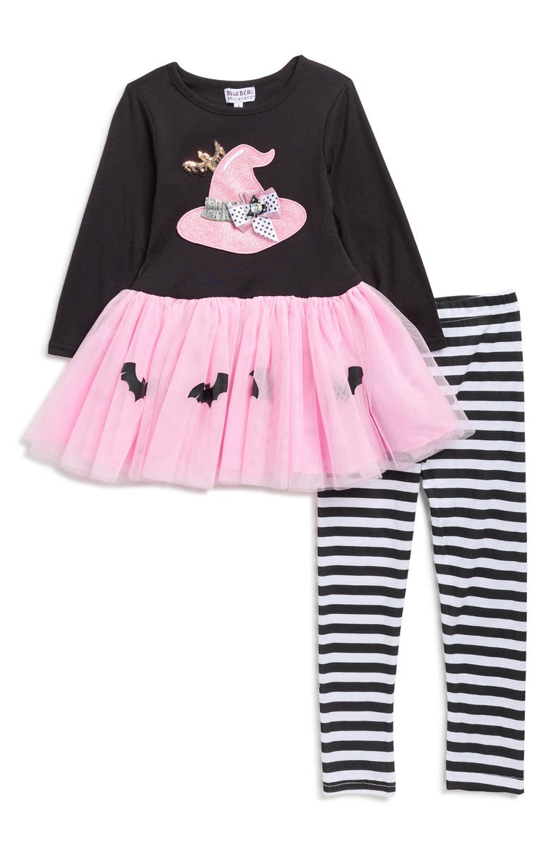 BLUEBERRY Kids' Long Sleeve Tutu Dress & Leggings Set, Main, color, Black