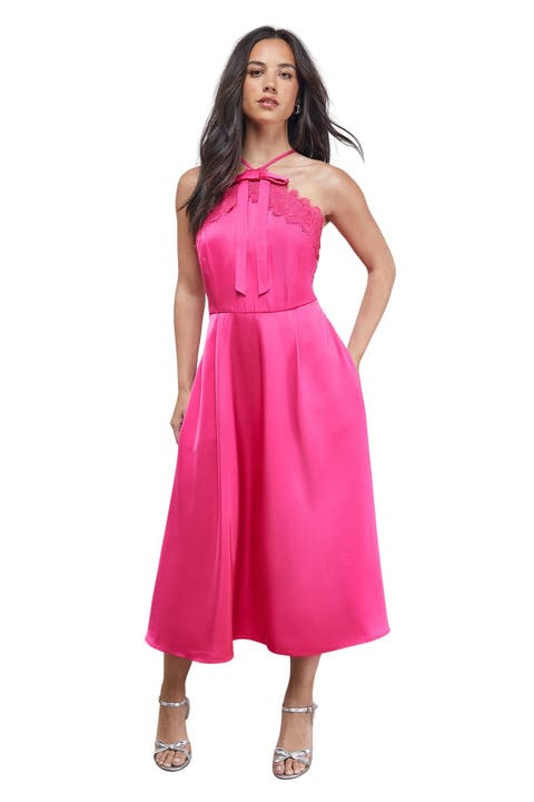 Lace Detail Midi Prom Dress