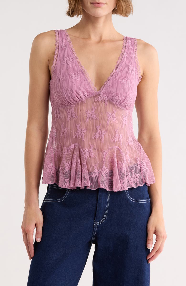 Madden Girl V-Neck Lace Top, Main, color,