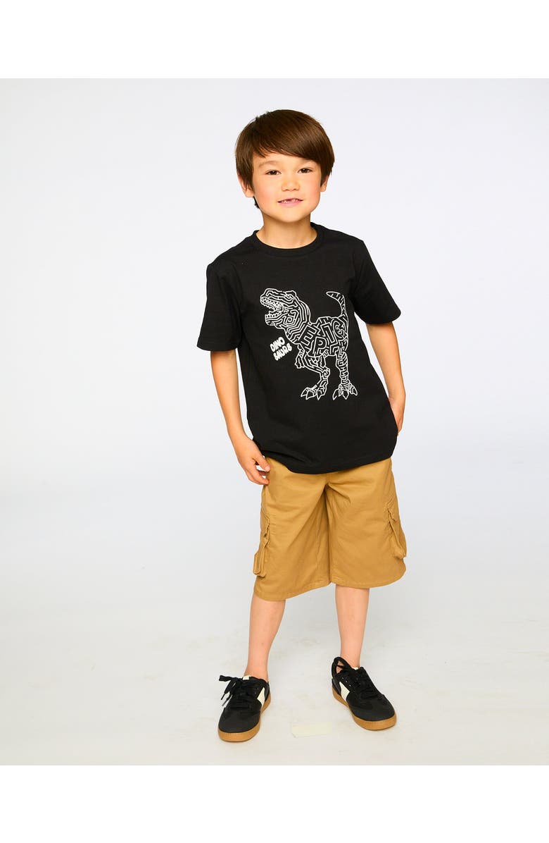 Deux par Deux Organic Cotton Jersey Dino T-Shirt, Alternate, color, Black