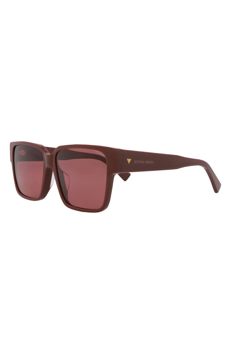 Bottega Veneta 59mm Square Sunglasses, Alternate, color, Burgundy Burgundy Red