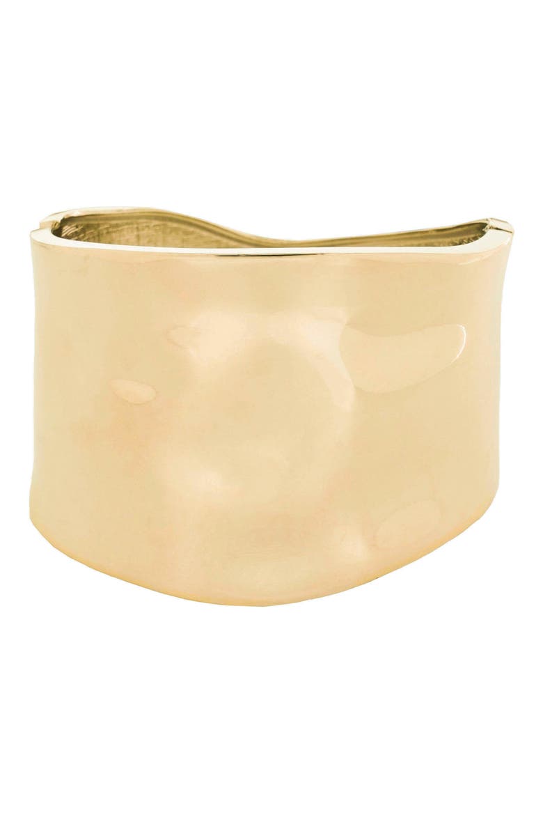 Large Wavy Hinge Cuff Bracelet, Main, color, GOLD