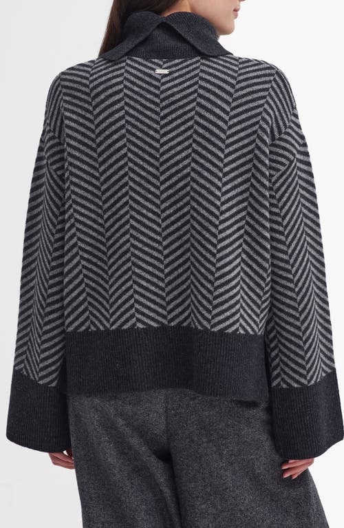 Barbour Aubrey Chevron Stitch Wool Blend Cowl Neck Sweater In Gray
