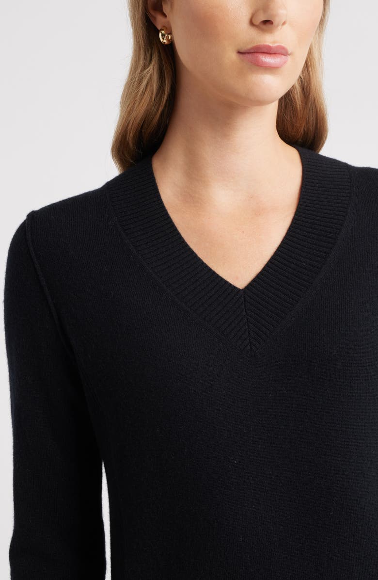 Caslon<sup>®</sup> V-Neck Wool & Cashmere Sweater, Alternate, color, Black Rock