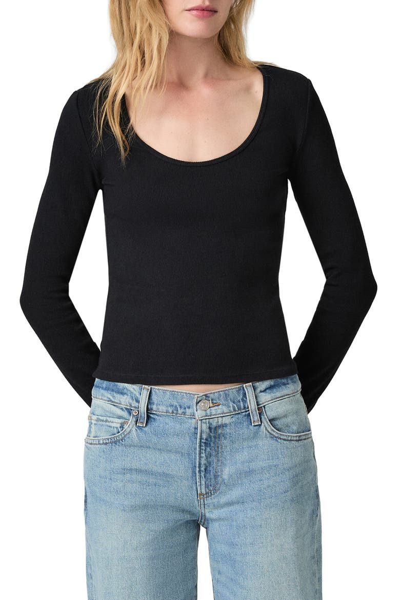 Newport Stretch Cotton Rib T-Shirt, Main, color, BLACK