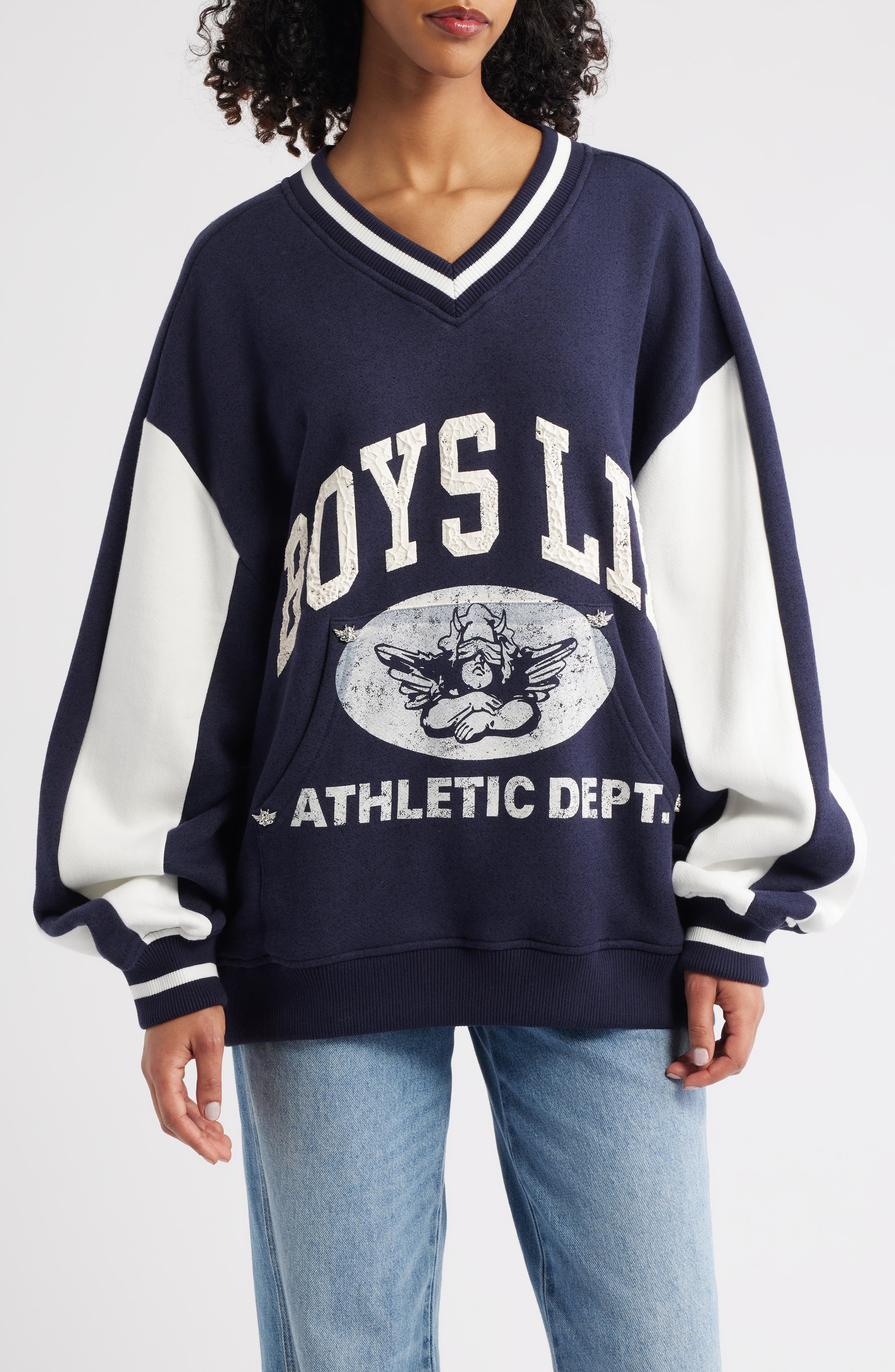 BOYS LIE Hayley Logo Detail Cotton Blend Sweatshirt