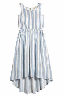 Kids' Stripe Sleeveless High-Low Cutout Dress