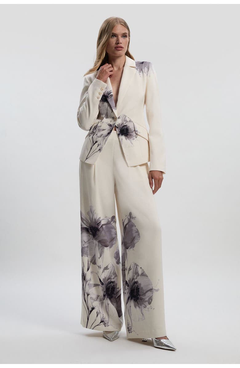 Karen Millen Floral Crepe Single Breasted Blazer, Main, color, Multi