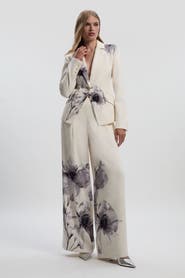 Karen Millen Floral Crepe Single Breasted Blazer