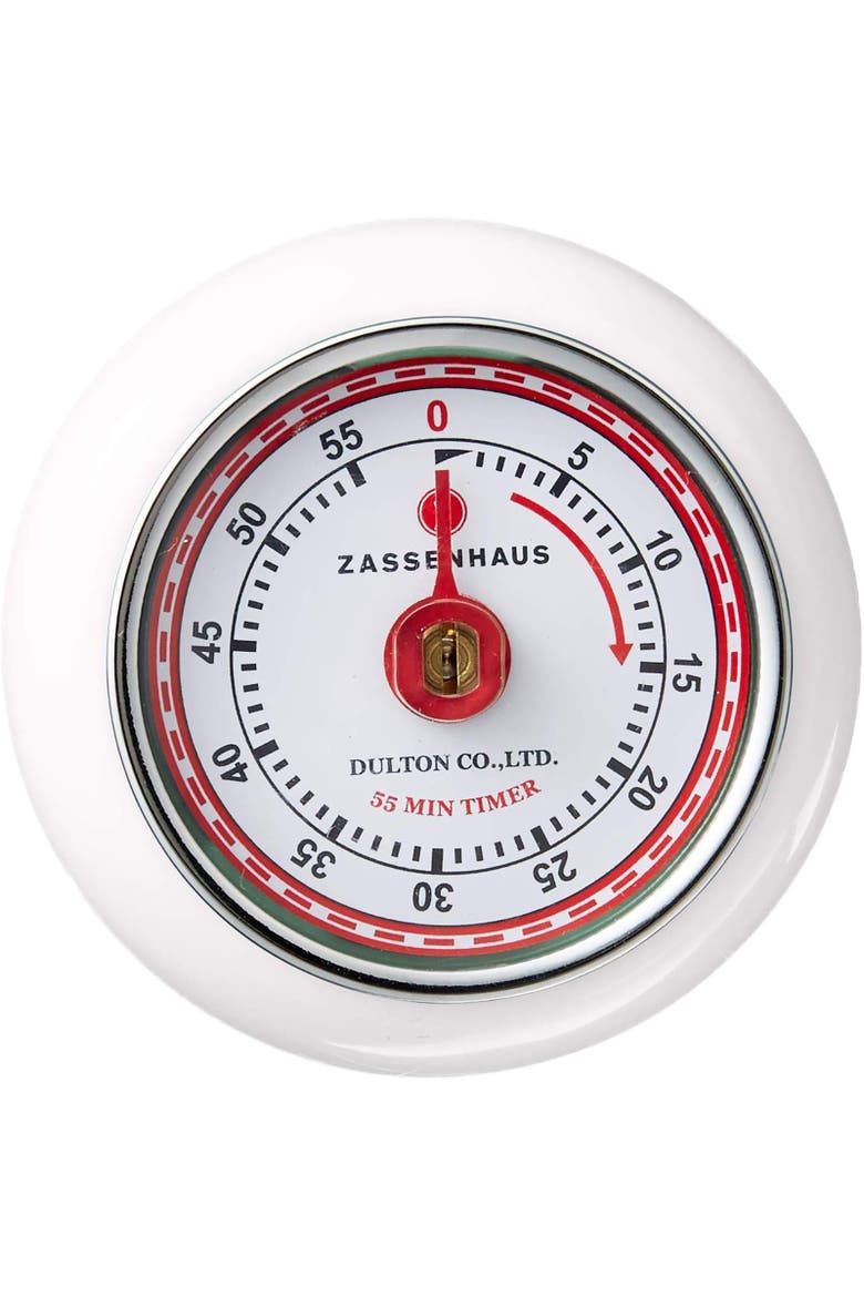 Magnetic Retro 60 Minute Kitchen Timer, 2.75-Inch, Alternate, color, White
