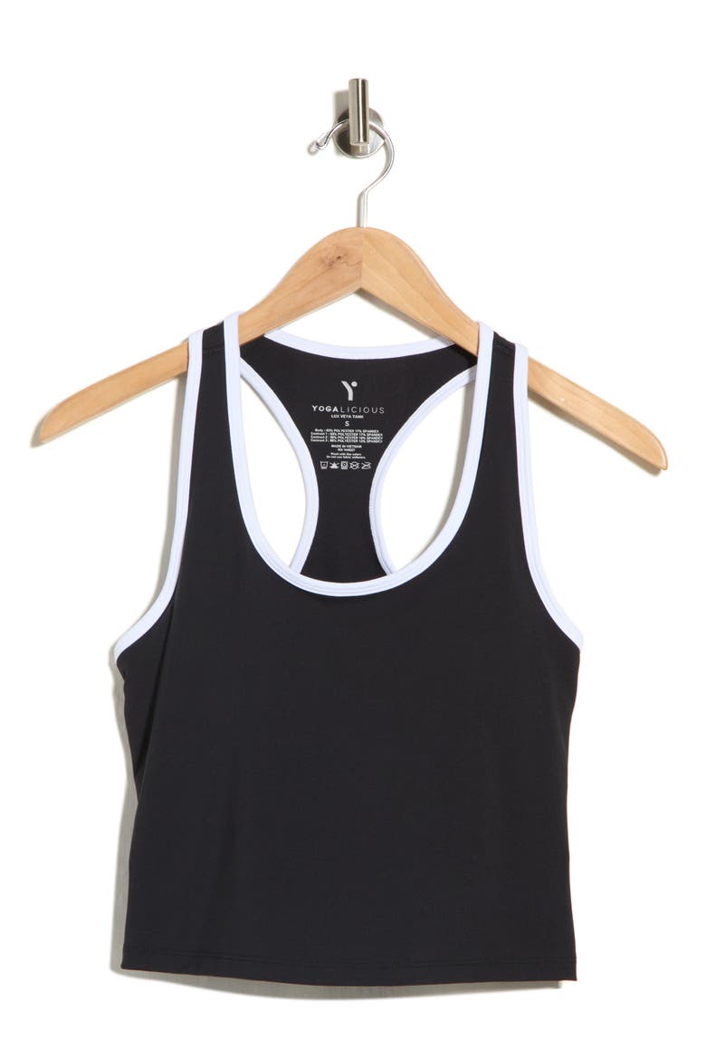 Lux Veya Scoop Neck Racerback Tank, Main, color, BLACK