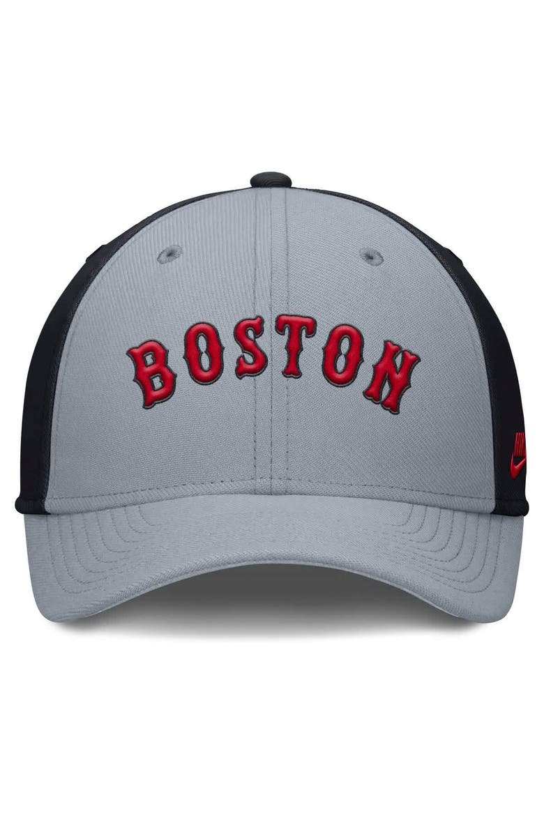 Men's Nike Gray/Navy Boston Red Sox Rise Swoosh Performance Flex Hat, Alternate, color, Gray