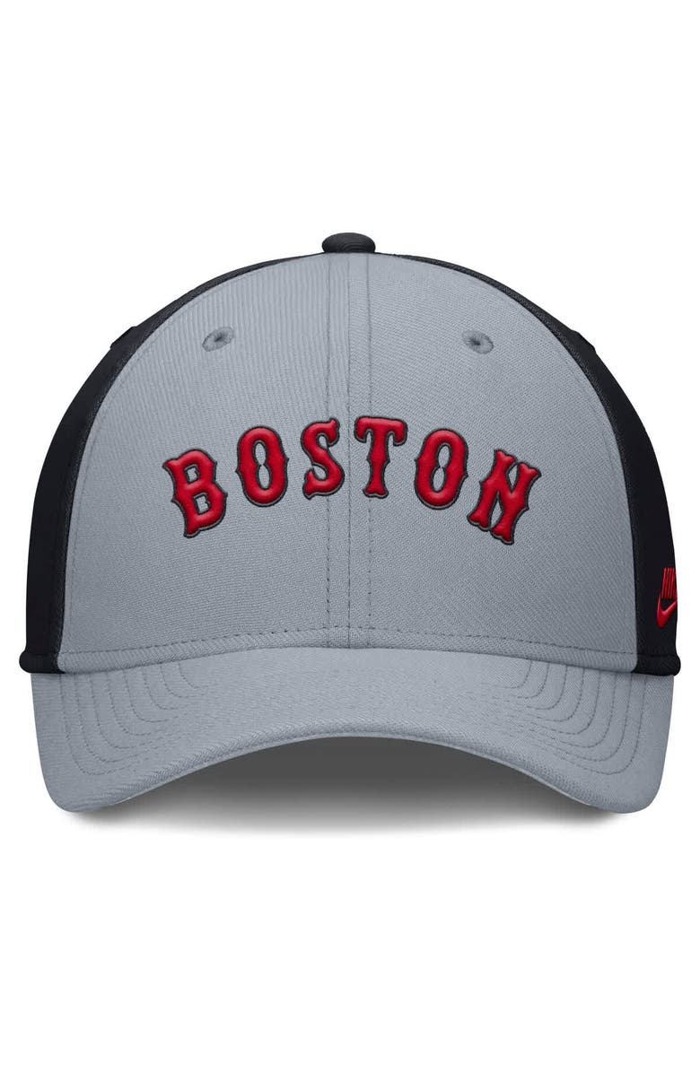 Nike Men's Nike Gray/Navy Boston Red Sox Rise Swoosh Performance Flex Hat, Alternate, color, Gray