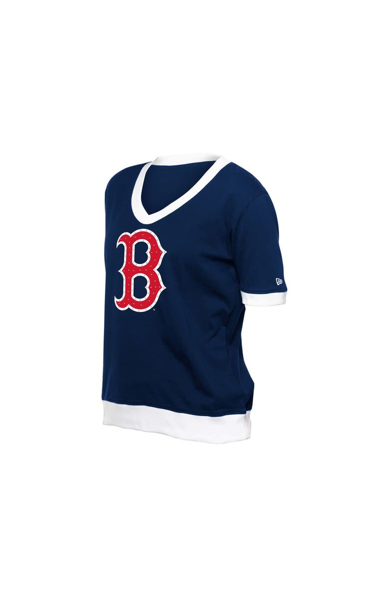 New Era Women's New Era Navy Boston Red Sox Game Day Rhinestone V-Neck T-Shirt, Alternate, color,