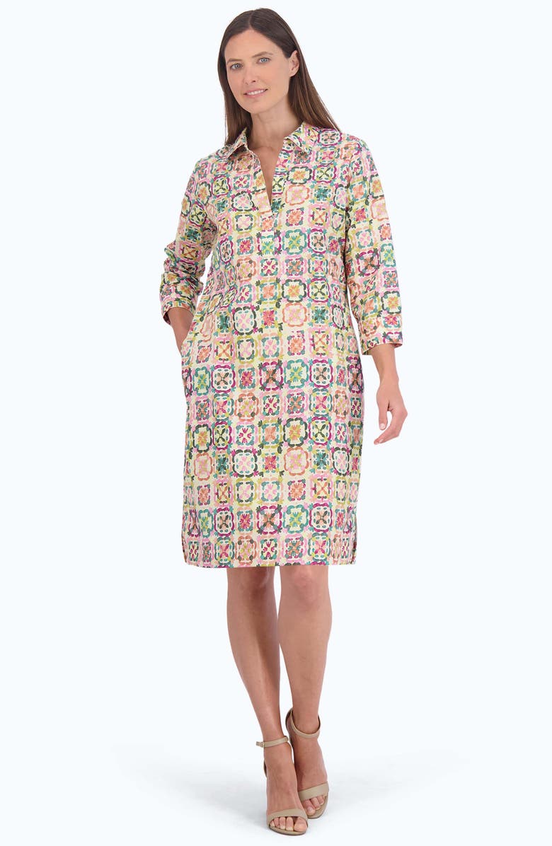 Foxcroft Sophia Watercolor Cotton Shift Dress, Alternate, color, 