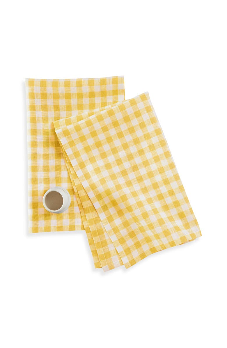 Solino Home Linen Kitchen Towels - Gingham Check, Main, color, Marigold Yellow