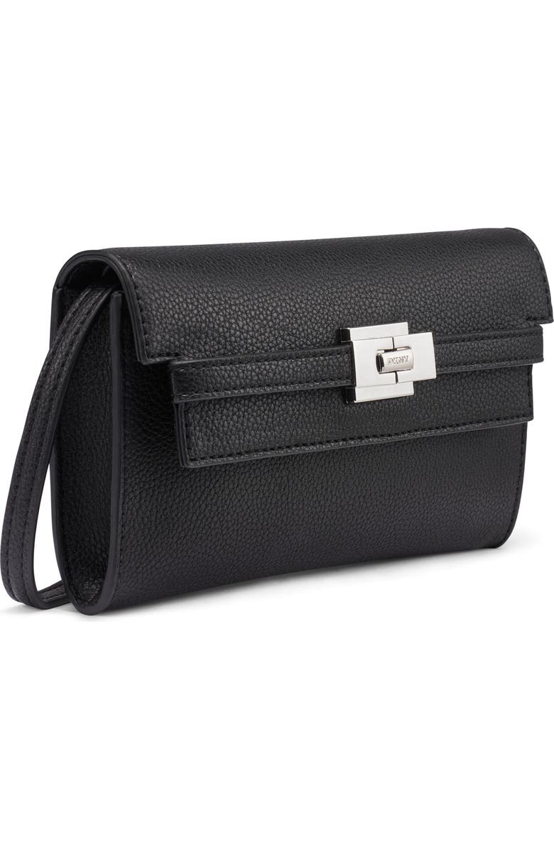 DKNY Bryar Wallet On A String, Alternate, color, Black/Silver