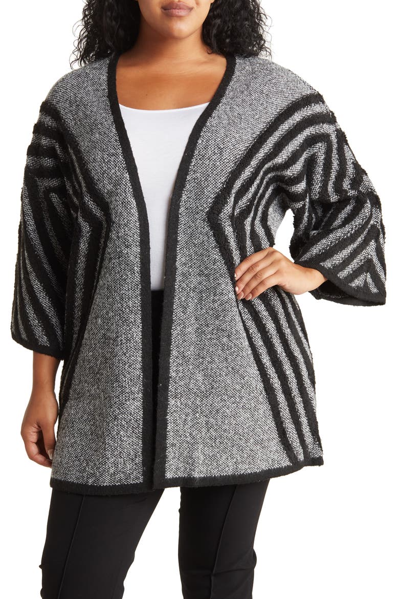 Norwalk Open Patterned Cardigan, Main, color, BLACK/ WHITE
