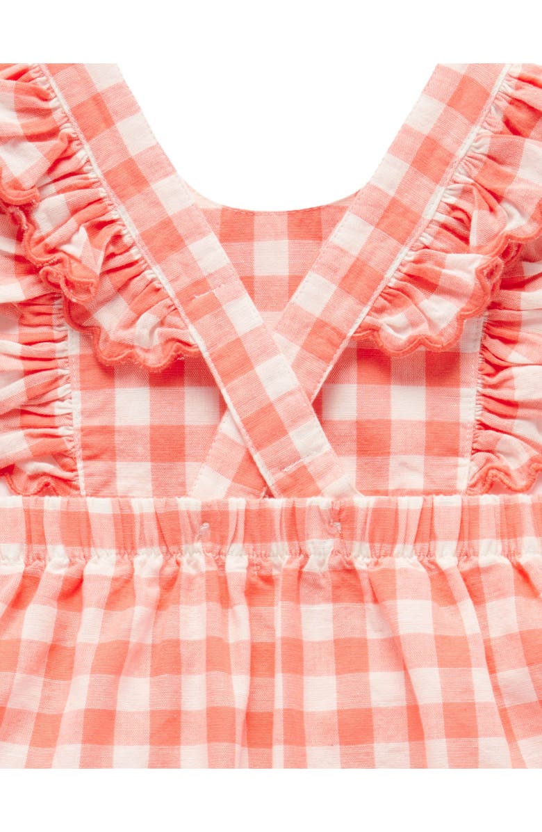 Purebaby Gingham Pinnie Dress, Alternate, color, Coral Gingham