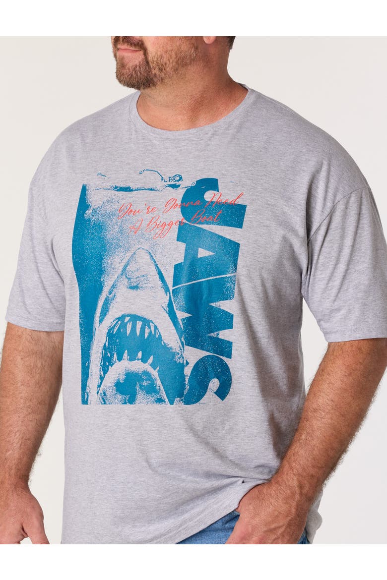 Big & Tall Jaws Graphic Tee, Alternate, color, GREY HEATHER