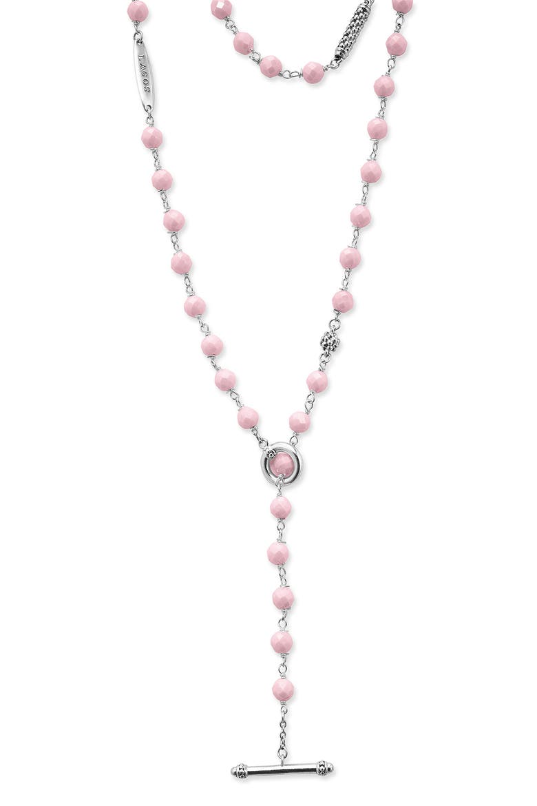 Caviar Icon Pink Ceramic Bead Long Necklace, Alternate, color, PINK