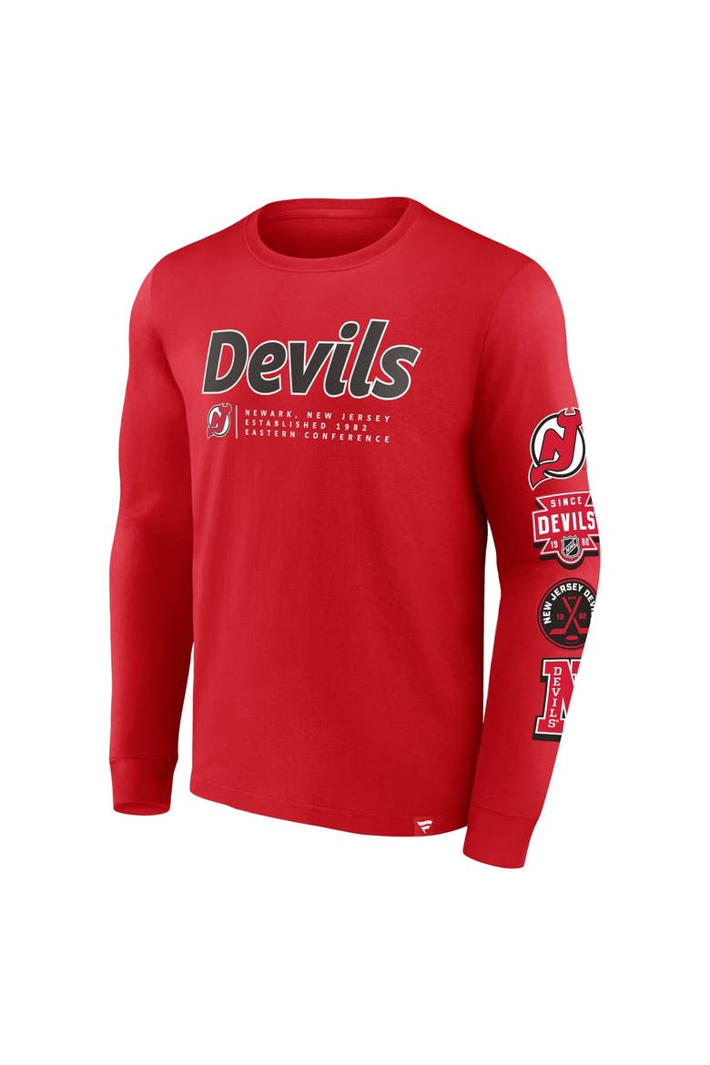Men's Fanatics Branded Red New Jersey Devils Strike the Goal Long Sleeve T-Shirt, Alternate, color, Red