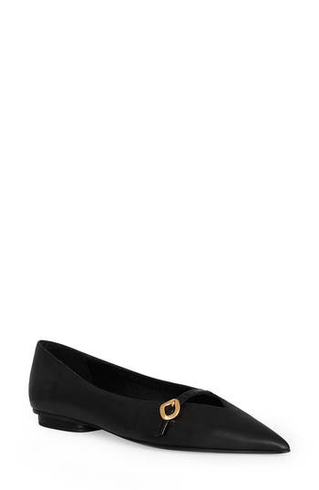 Rebecca Minkoff Pointed Toe Buckle Flat In Black
