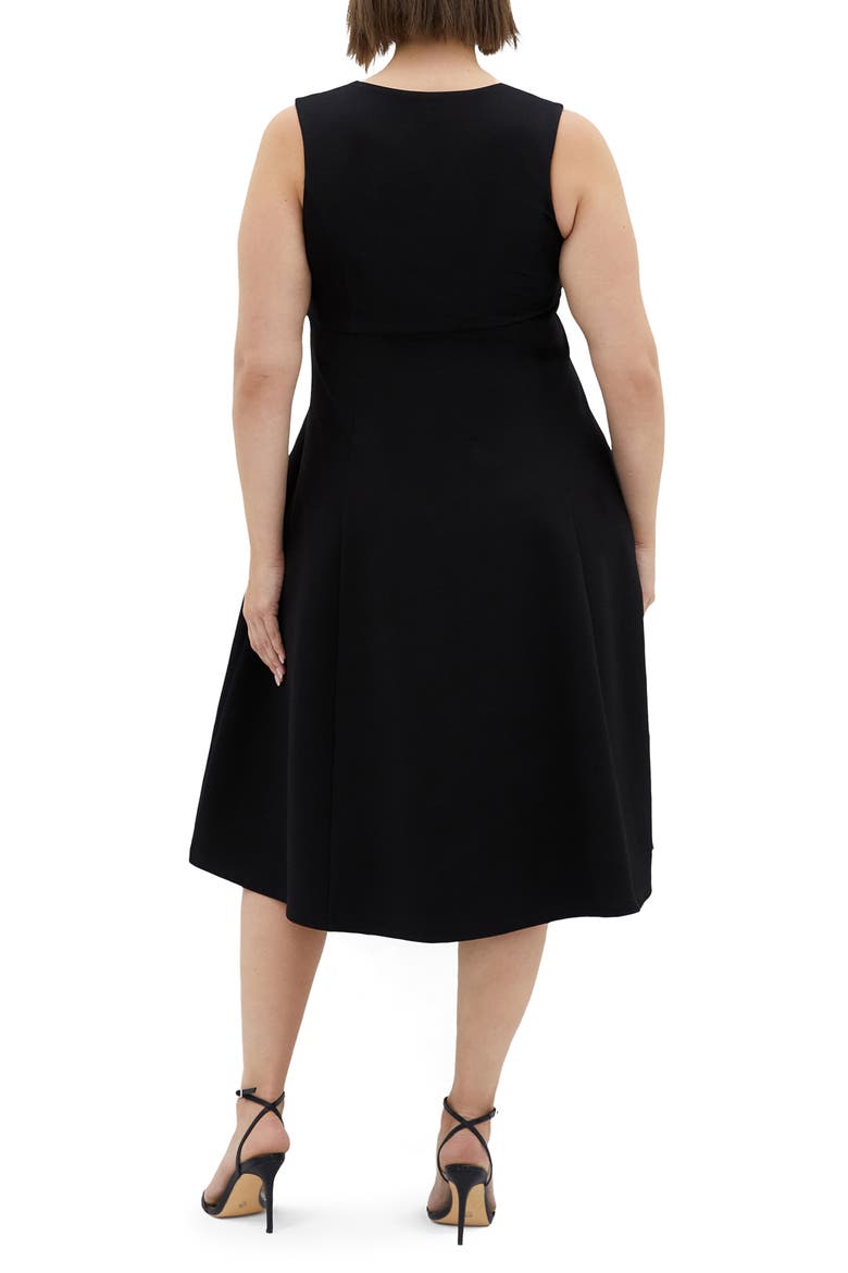 Maci Stretch Ponte Fit & Flare Midi Dress, Alternate, color, BLACK