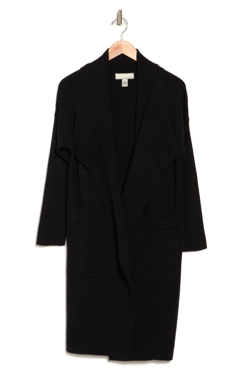 BY DESIGN Andrea Open Front Long Cardigan, Alternate, color, Black
