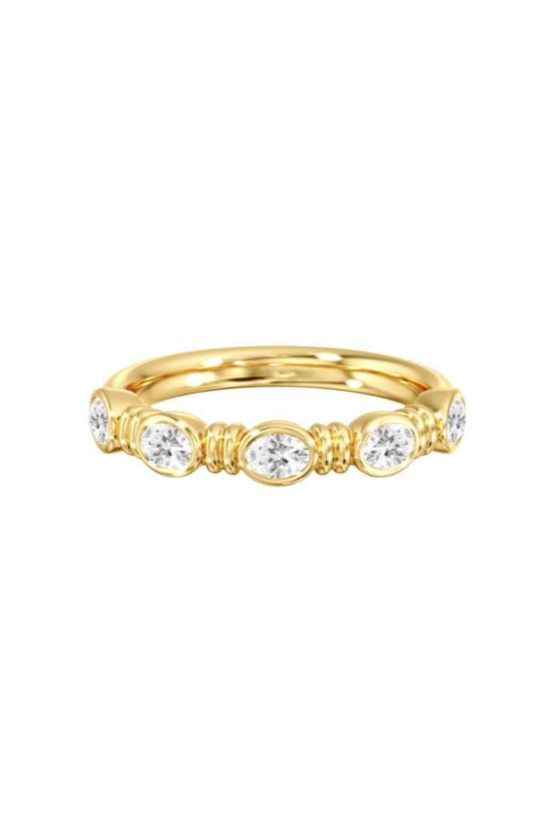Aura East West Oval Bezel Lab Diamond Band in 14K, Main, color, Yellow Gold