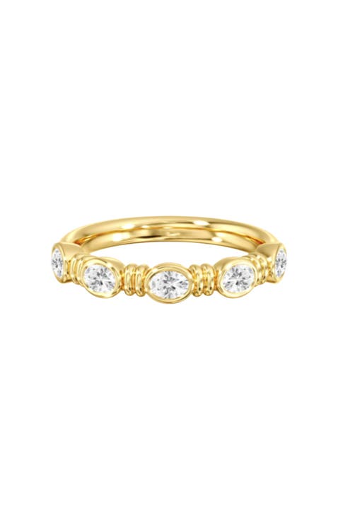 Aura East West Oval Bezel Lab Diamond Band in 14K
