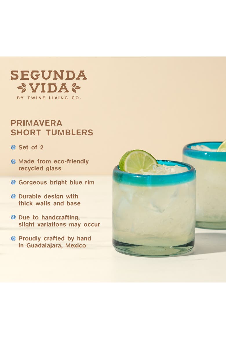 Segunda Vida Primavera Recycled Short Tumblers Set of 2, Alternate, color, Clear
