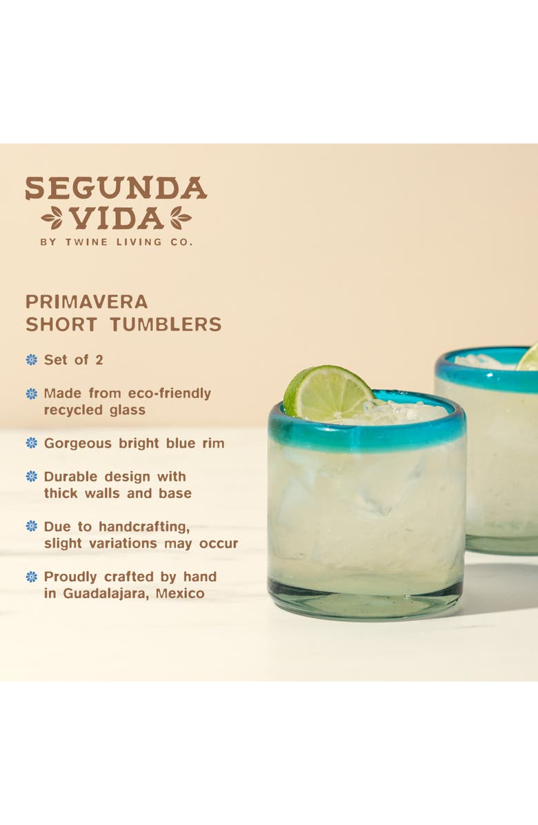 TWINE Segunda Vida Primavera Recycled Short Tumblers Set of 2, Alternate, color, Clear