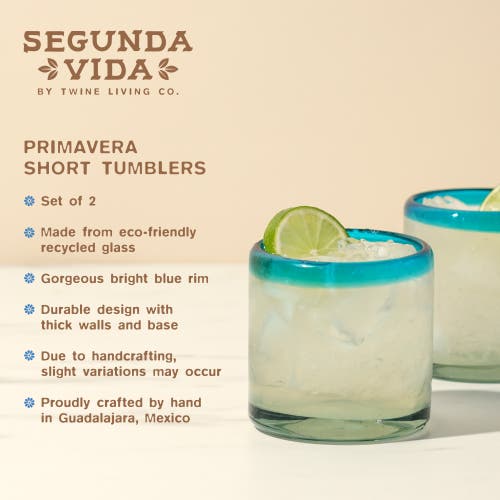Twine Segunda Vida Primavera Recycled Short Tumblers Set Of 2 In Clear