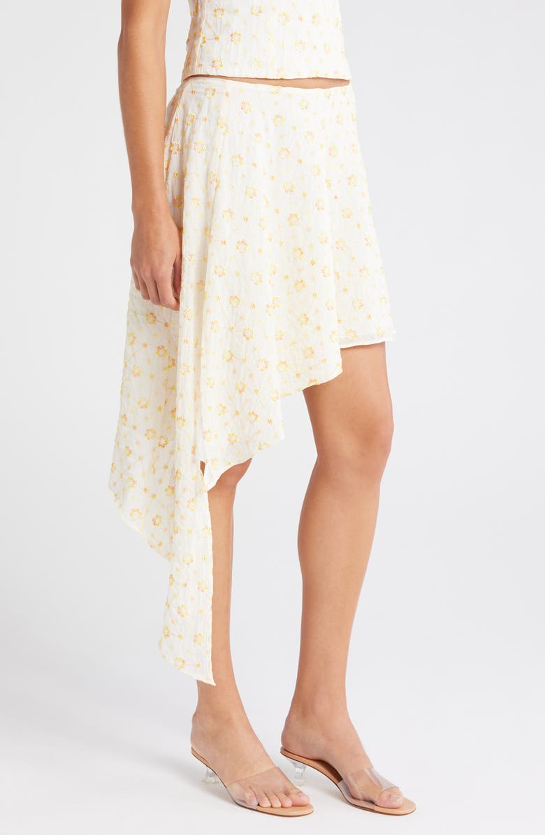 Mistress Rocks Floral Embroidered Asymmetric Hem Skirt, Alternate, color, Floral